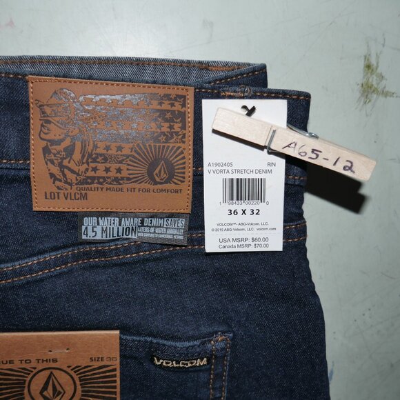 Volcom Vorta Slim Straight Men's Jeans Men's Size 36x32 Stretch Denim Skater - Picture 9 of 12